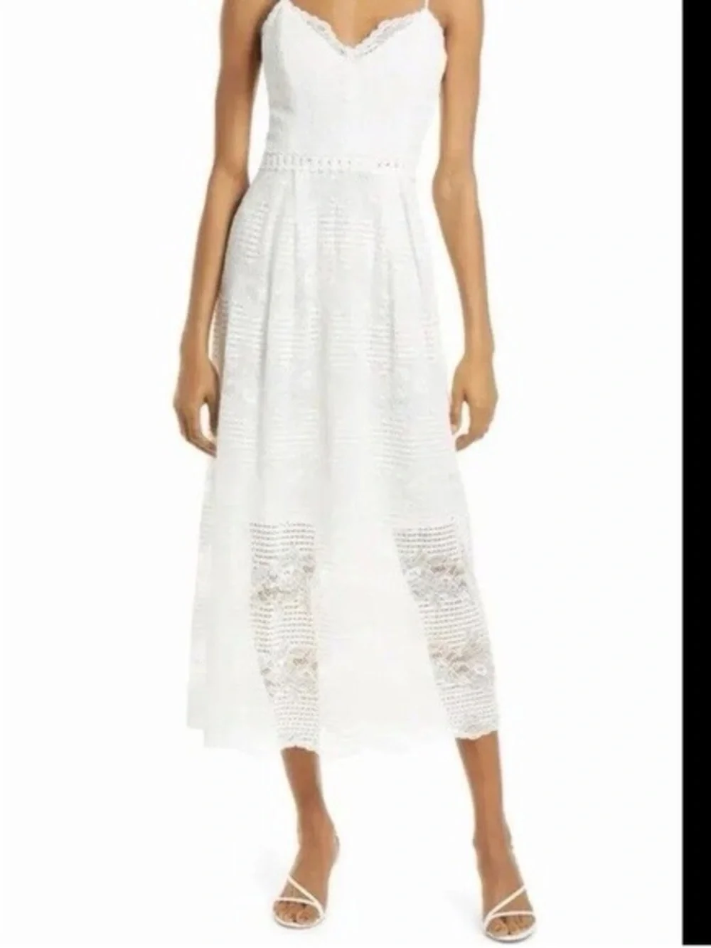 Chelsea28 White Lace Spaghetti-Strap Midi Dress - Picture 11 of 11